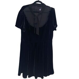 Hell Bunny Dress Womens Plus Size 4X Velour Velvet Black Goth Whimsigoth Pin Up